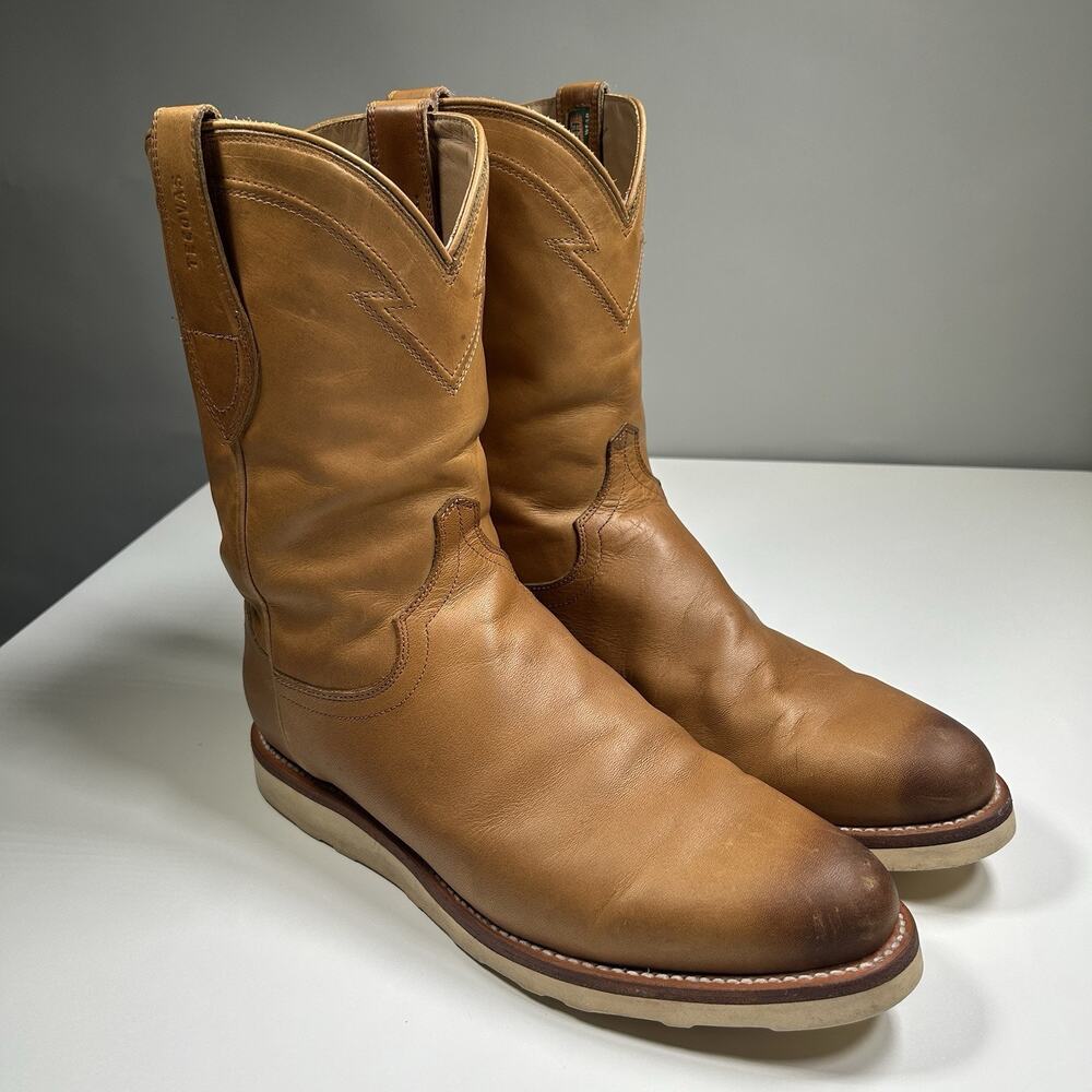 Tecovas Ranch Wear Boots Mens 11.5D Tan Leather Pull On Wedge Sole Western